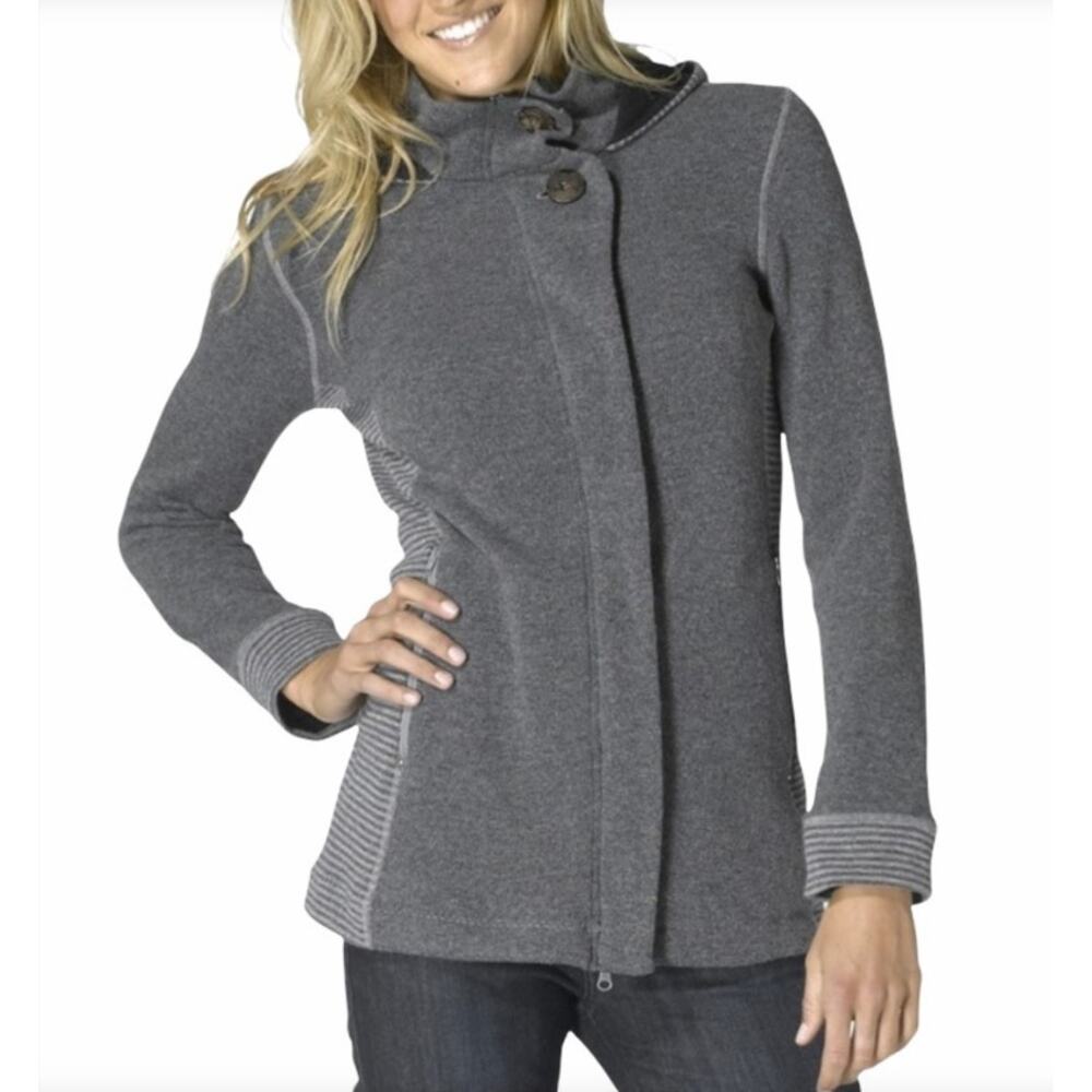 prAna Kari Sweater Jacket Wool Blend Size S Striped Hooded Cozycore Everyday - Picture 15 of 16